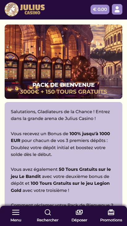Inscription à Casino Julius Meilleur bonus sur Julius-Casino avec réel offres aujourd’hui
