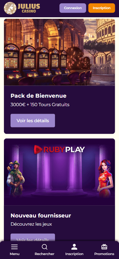 Bonuses sur Casino Julius Obtenir excellent bonus sans dépôt au Julius Casino France